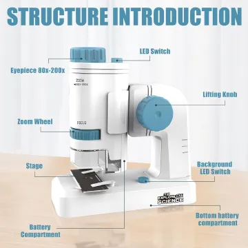 Children’s Portable Microscope with Prepared Slides Blue