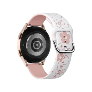 Flower Engraved Silicone Watch Band White
