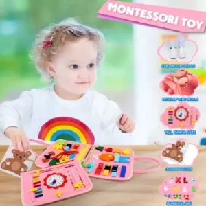 Montessori Felt Busy Board Carry Bag Pink Inside